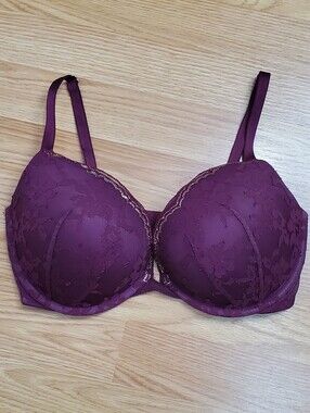 Victorias secret 34dd push up bra underwire padded lace dream angels burgundy